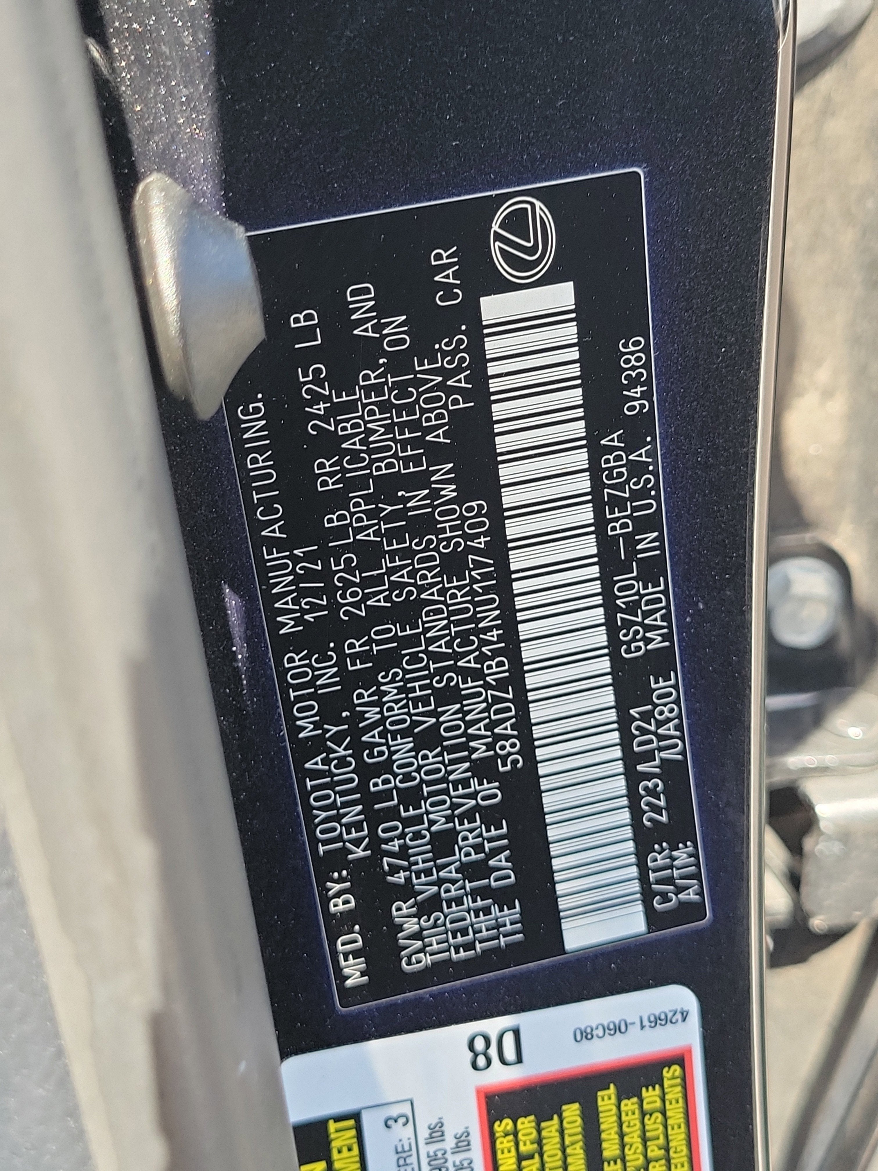 2022 Lexus ES ES 350