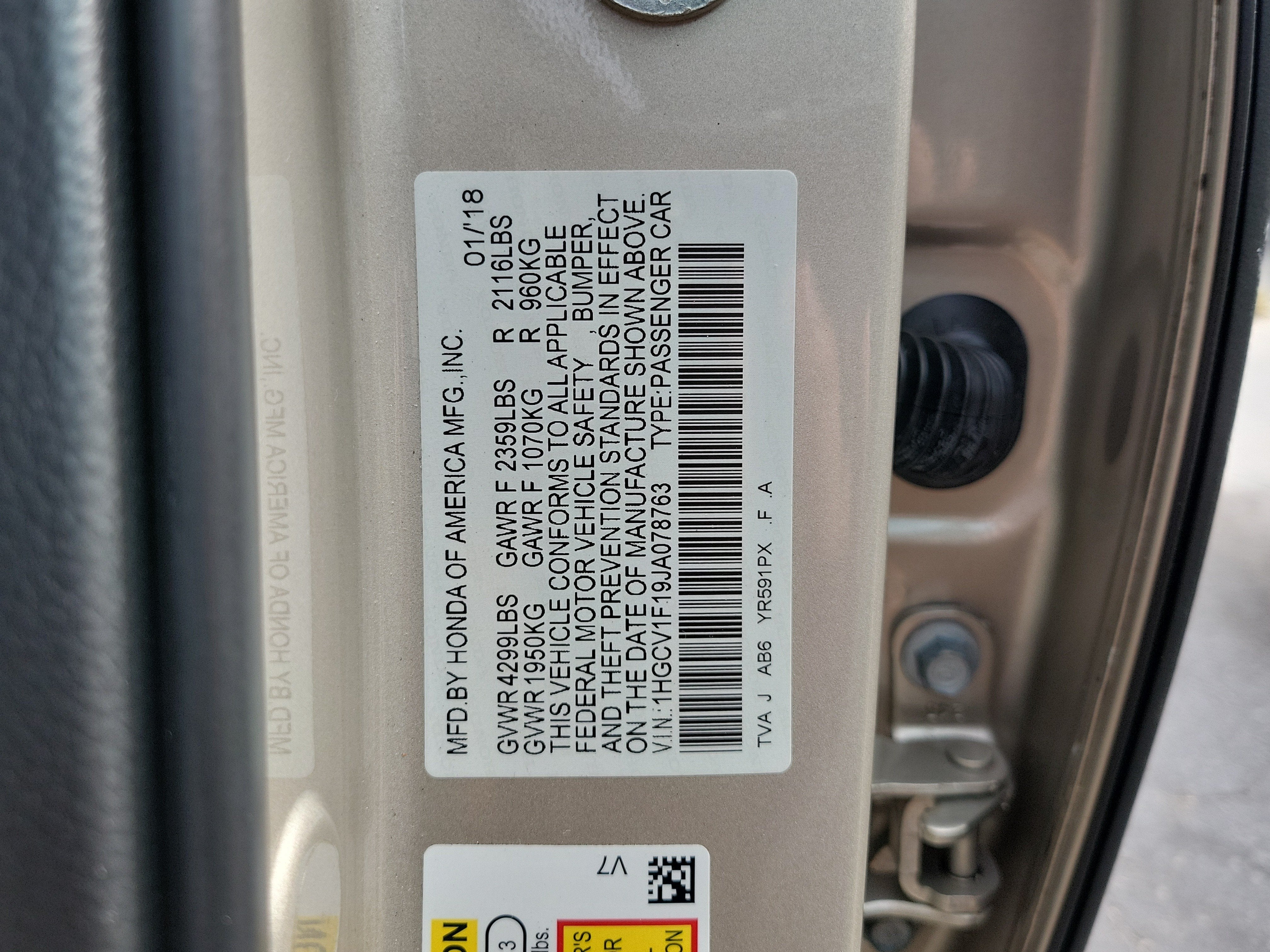 2018 Honda Accord Sedan LX 1.5T